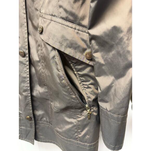 Cole Haan Brown Packable Hooded Rain Jacket Women’s Size S Water-Resistant - Picture 5 of 14